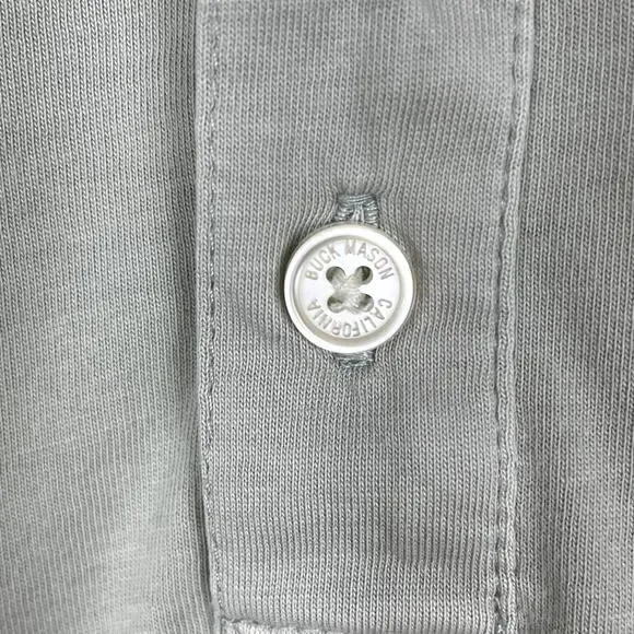 Buck Mason 100% Cotton Henley Shirt Long Sleeve Casual Gray Men's Size Medium - Picture 3 of 7